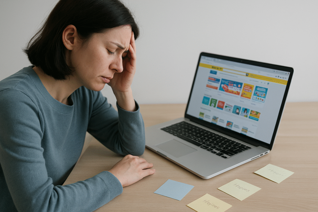 複数のポイントサイト管理に追われ疲れている人の様子