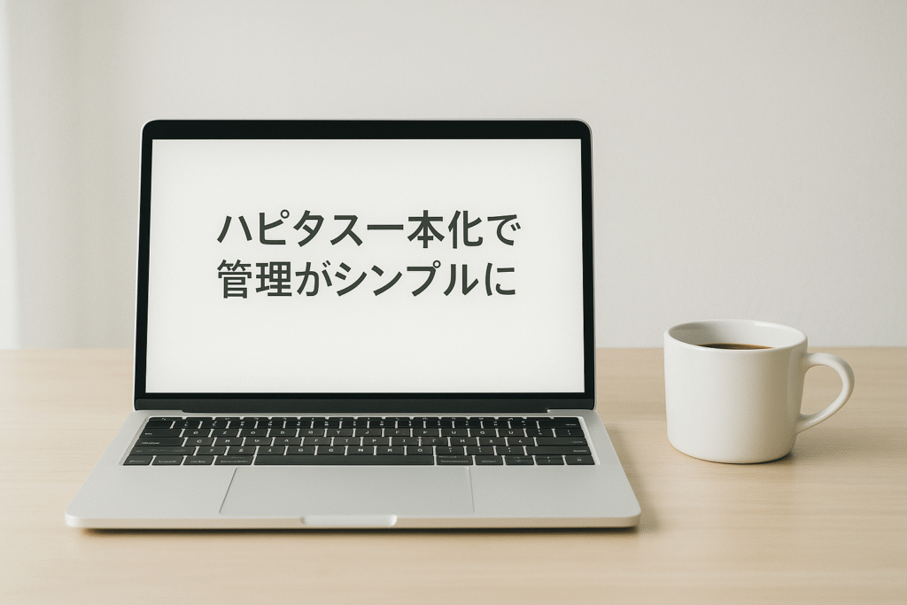 ハピタス一本化で作業環境が整い安心している様子
